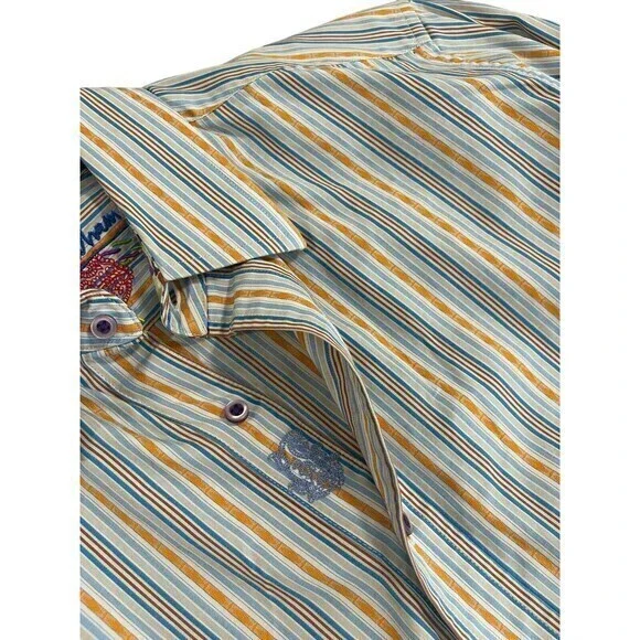 Robert Graham Mens Shirt Striped Button Front Long Sleeve Size Small - Picture 3 of 8